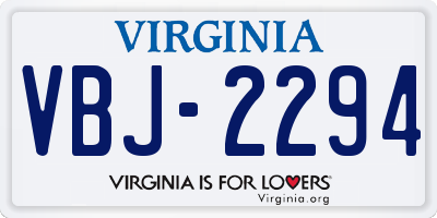 VA license plate VBJ2294