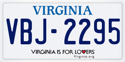 VA license plate VBJ2295