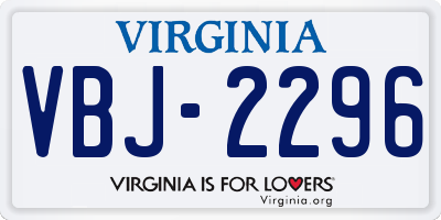 VA license plate VBJ2296