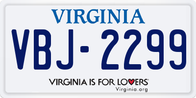 VA license plate VBJ2299