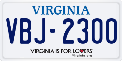VA license plate VBJ2300