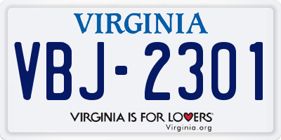 VA license plate VBJ2301