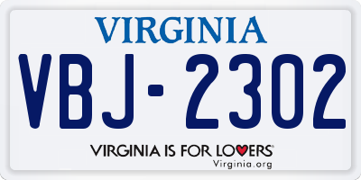 VA license plate VBJ2302