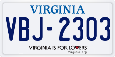 VA license plate VBJ2303