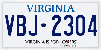 VA license plate VBJ2304