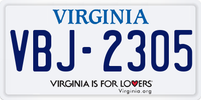 VA license plate VBJ2305