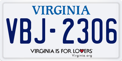 VA license plate VBJ2306
