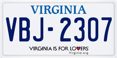 VA license plate VBJ2307