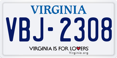 VA license plate VBJ2308