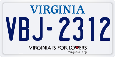 VA license plate VBJ2312