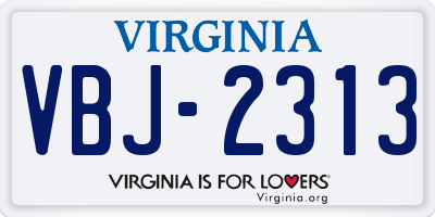 VA license plate VBJ2313
