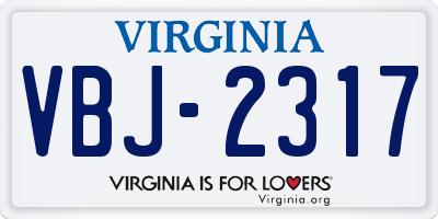 VA license plate VBJ2317