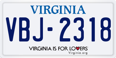 VA license plate VBJ2318