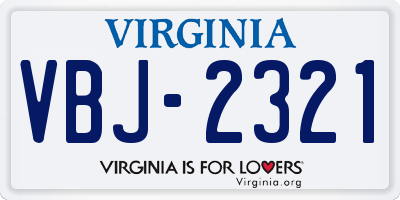 VA license plate VBJ2321