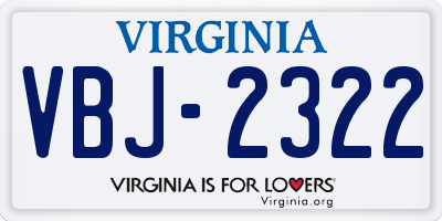 VA license plate VBJ2322