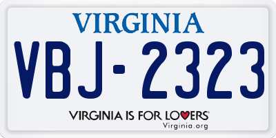 VA license plate VBJ2323