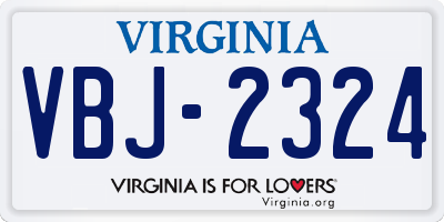 VA license plate VBJ2324