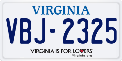 VA license plate VBJ2325