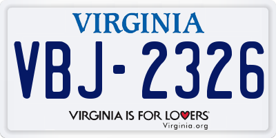 VA license plate VBJ2326
