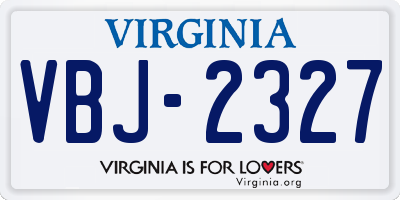 VA license plate VBJ2327