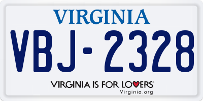 VA license plate VBJ2328