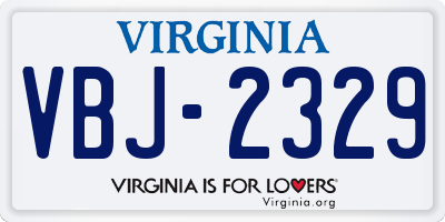VA license plate VBJ2329