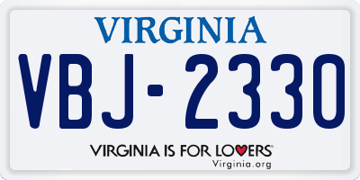 VA license plate VBJ2330
