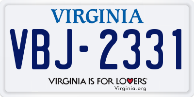 VA license plate VBJ2331