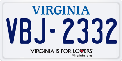 VA license plate VBJ2332