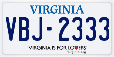 VA license plate VBJ2333