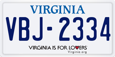 VA license plate VBJ2334