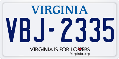 VA license plate VBJ2335