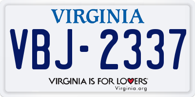 VA license plate VBJ2337