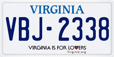 VA license plate VBJ2338