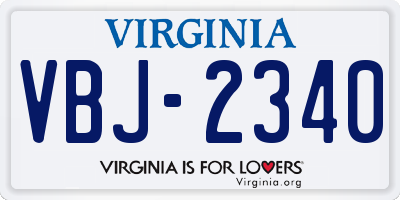 VA license plate VBJ2340