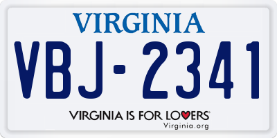 VA license plate VBJ2341