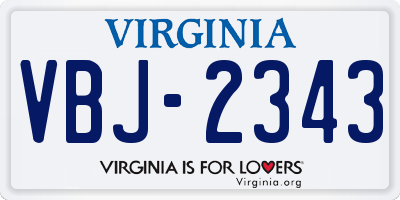 VA license plate VBJ2343
