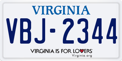 VA license plate VBJ2344