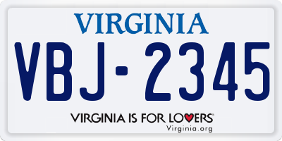 VA license plate VBJ2345