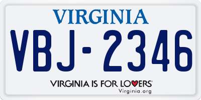 VA license plate VBJ2346