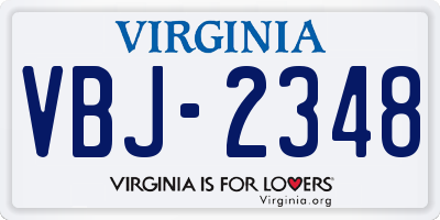 VA license plate VBJ2348