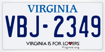 VA license plate VBJ2349
