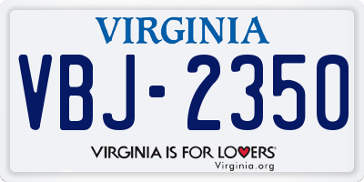 VA license plate VBJ2350