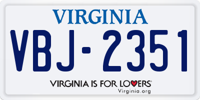 VA license plate VBJ2351