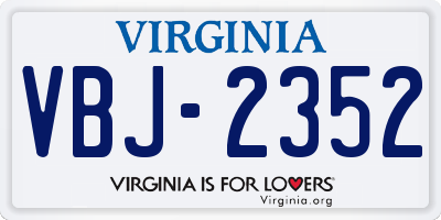 VA license plate VBJ2352