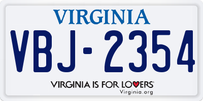VA license plate VBJ2354