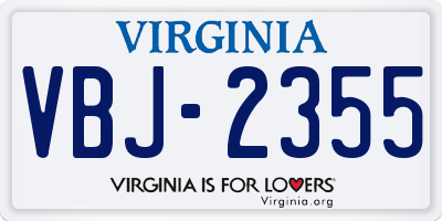 VA license plate VBJ2355