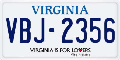 VA license plate VBJ2356