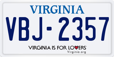 VA license plate VBJ2357