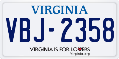 VA license plate VBJ2358